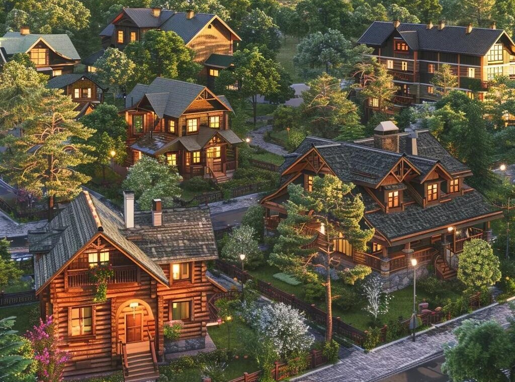 Diverse vacation rentals in Columbus including a log cabin, apartment, and bungalow